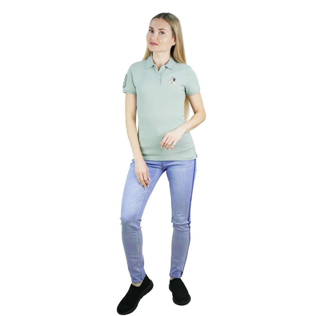 Women's Slim Fit Napoleon Embroidery Polo - Giordano