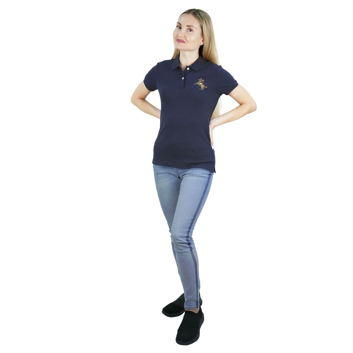 Women's Slim Fit Napoleon Embroidery Polo - Giordano