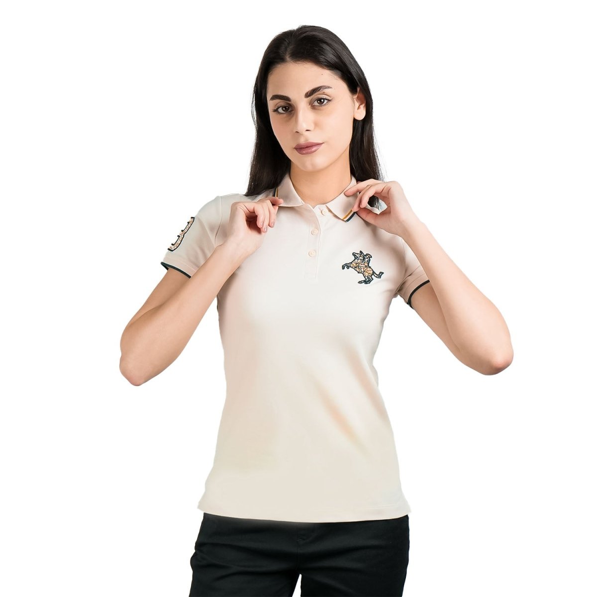 Women's Slim Fit Napoleon Embroidery Polo - Giordano