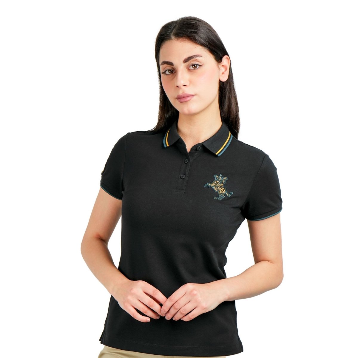 Women's Slim Fit Napoleon Embroidery Polo - Giordano