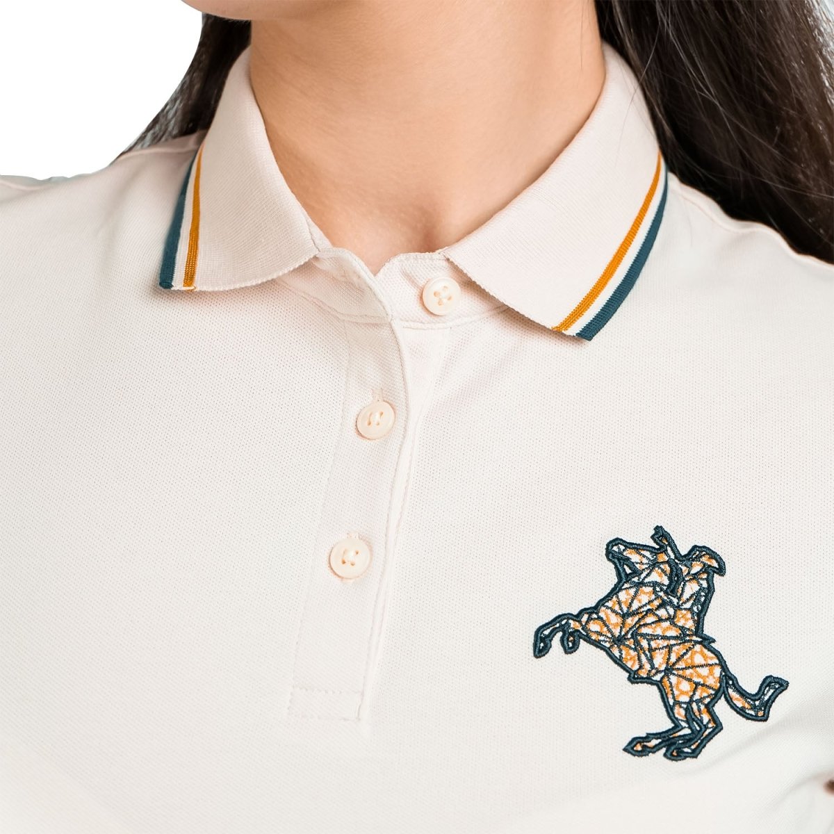 Women's Slim Fit Napoleon Embroidery Polo - Giordano