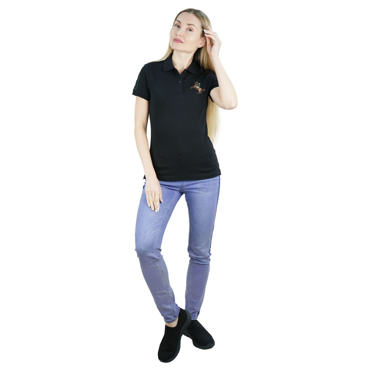 Women's Slim Fit Napoleon Embroidery Polo - Giordano
