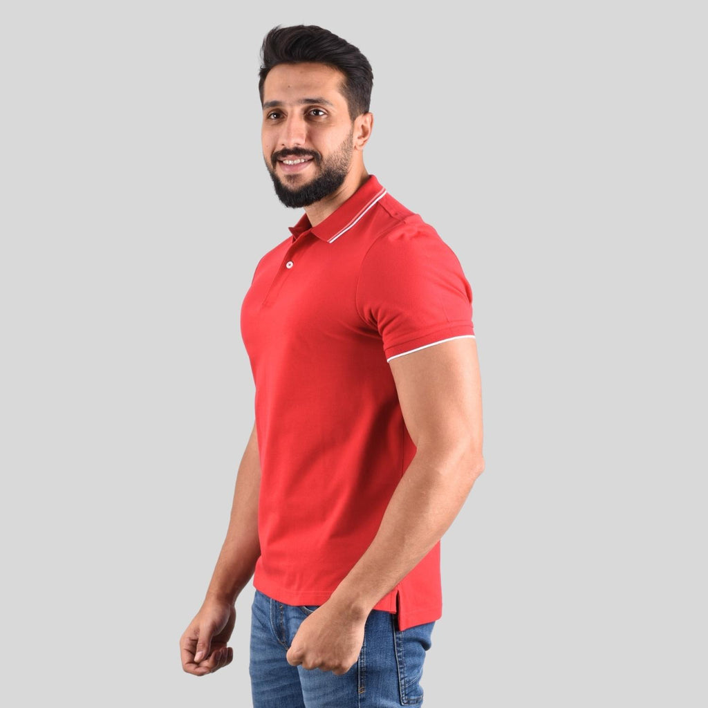 قميص بولو رجالي ضيق من القطن والليكرا بيكيه