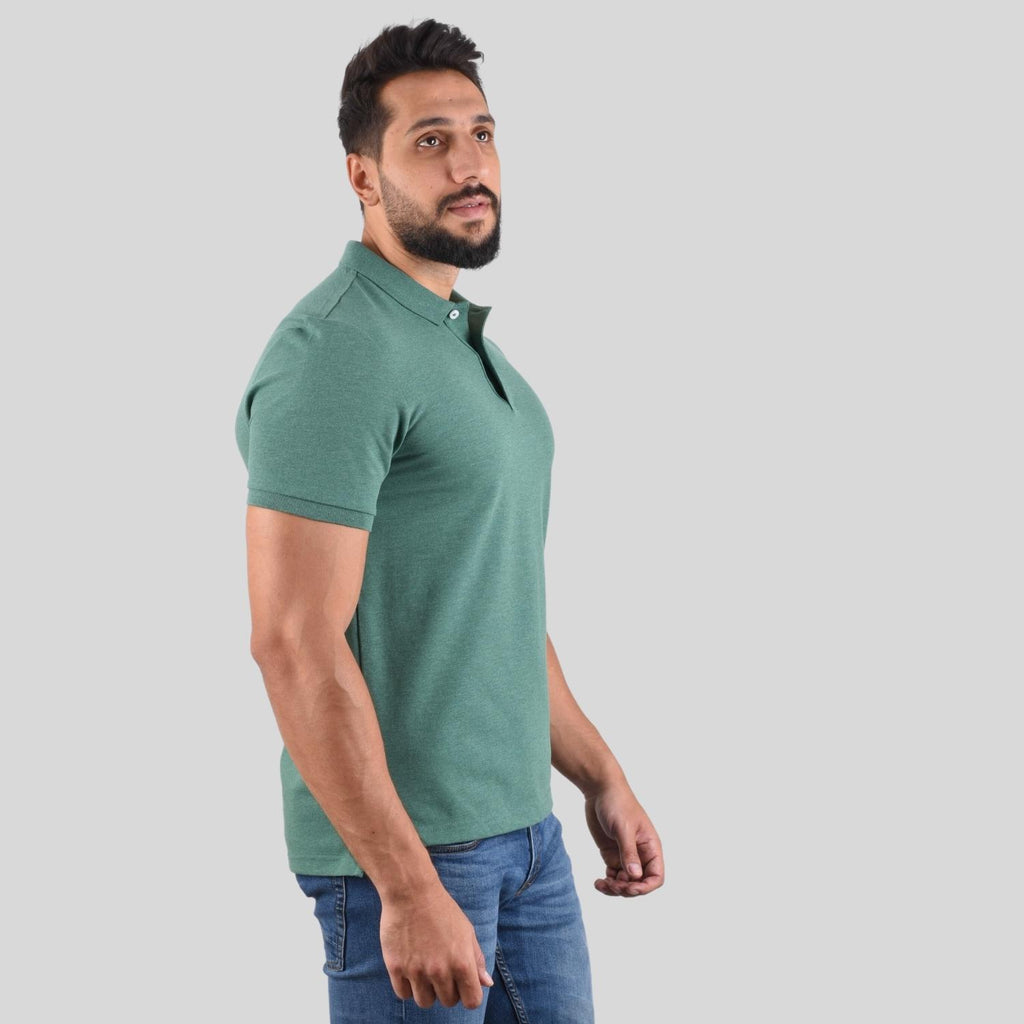 قميص بولو رجالي ضيق من القطن والليكرا بيكيه