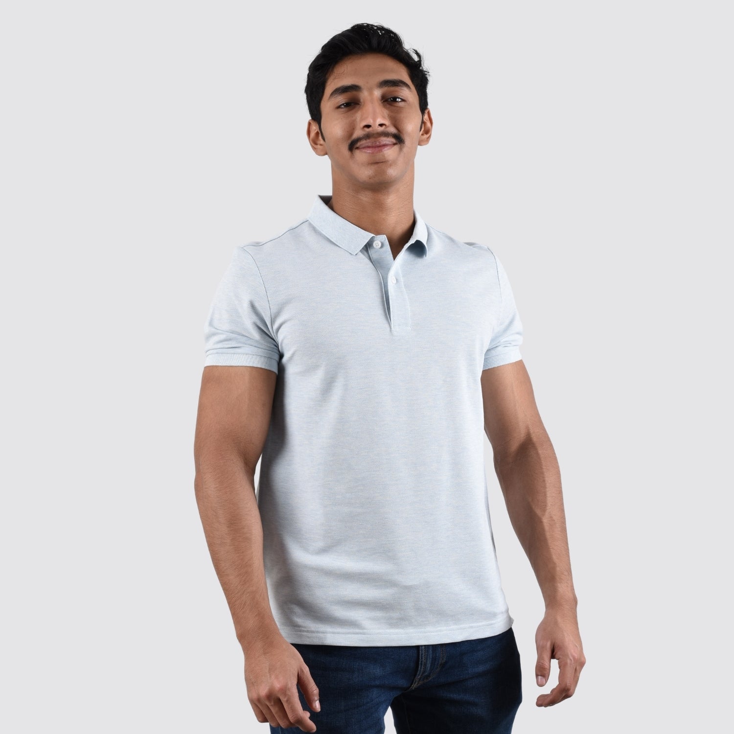Giordano Men's Cotton Lycra Pique Slim Fit Polo-Blue