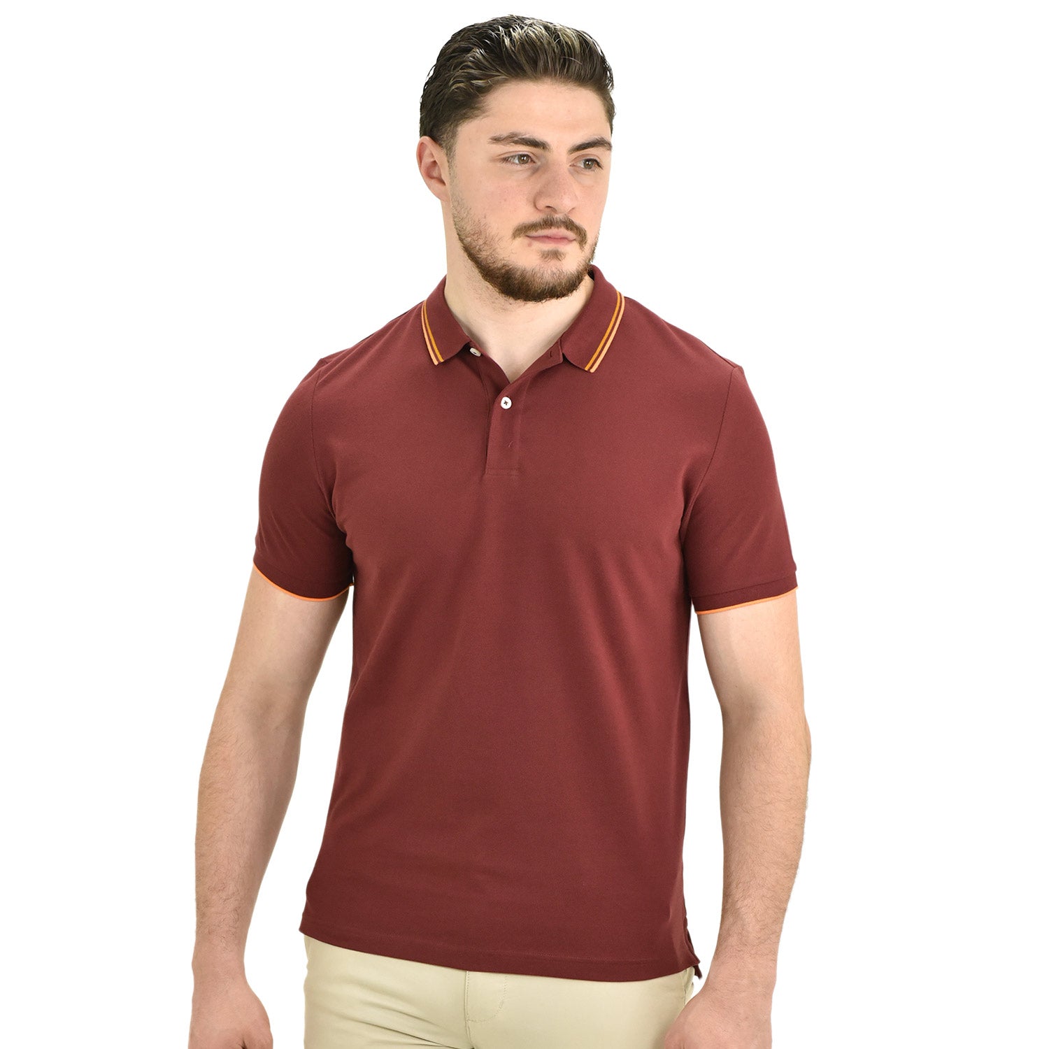 Giordano Men's Cotton Lycra Pique Slim Fit Polo-Red