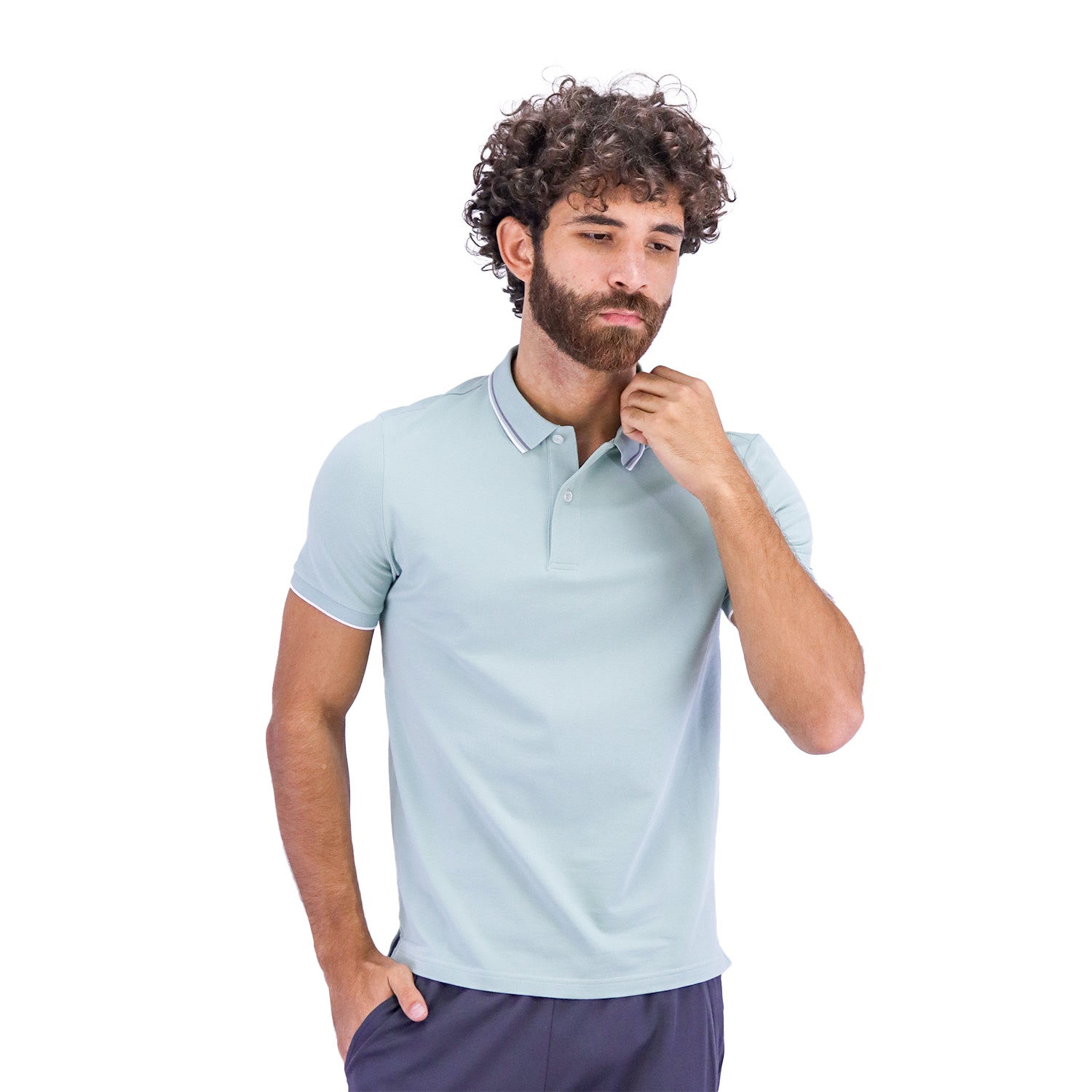 Giordano Men's Cotton Lycra Pique Slim Fit Polo-Green