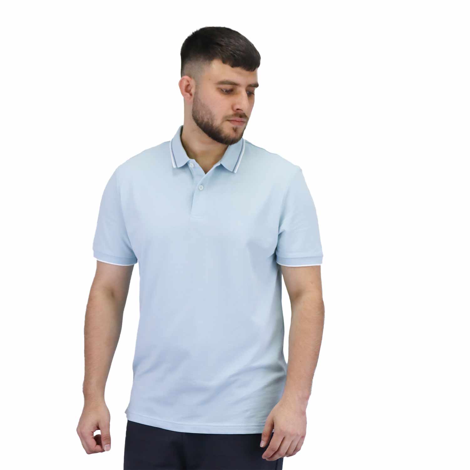 Giordano Men's Cotton Lycra Pique Slim Fit Polo-Blue