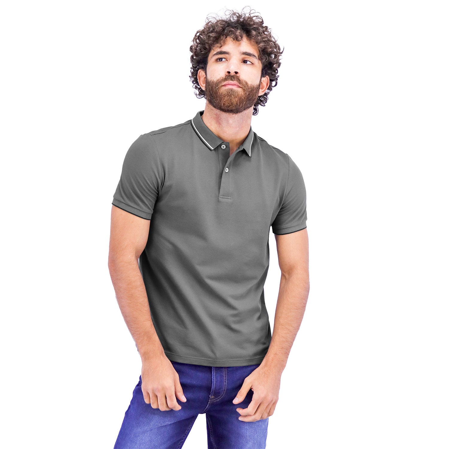 Giordano Men's Cotton Lycra Pique Slim Fit Polo-Grey