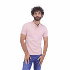 Giordano Men's Cotton Lycra Pique Slim Fit Polo-Pink