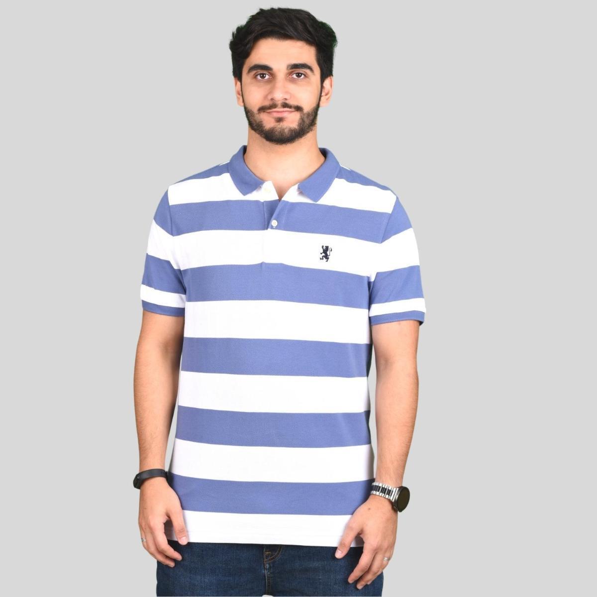Men's Cotton Blend Stripe Short Sleeve Polo