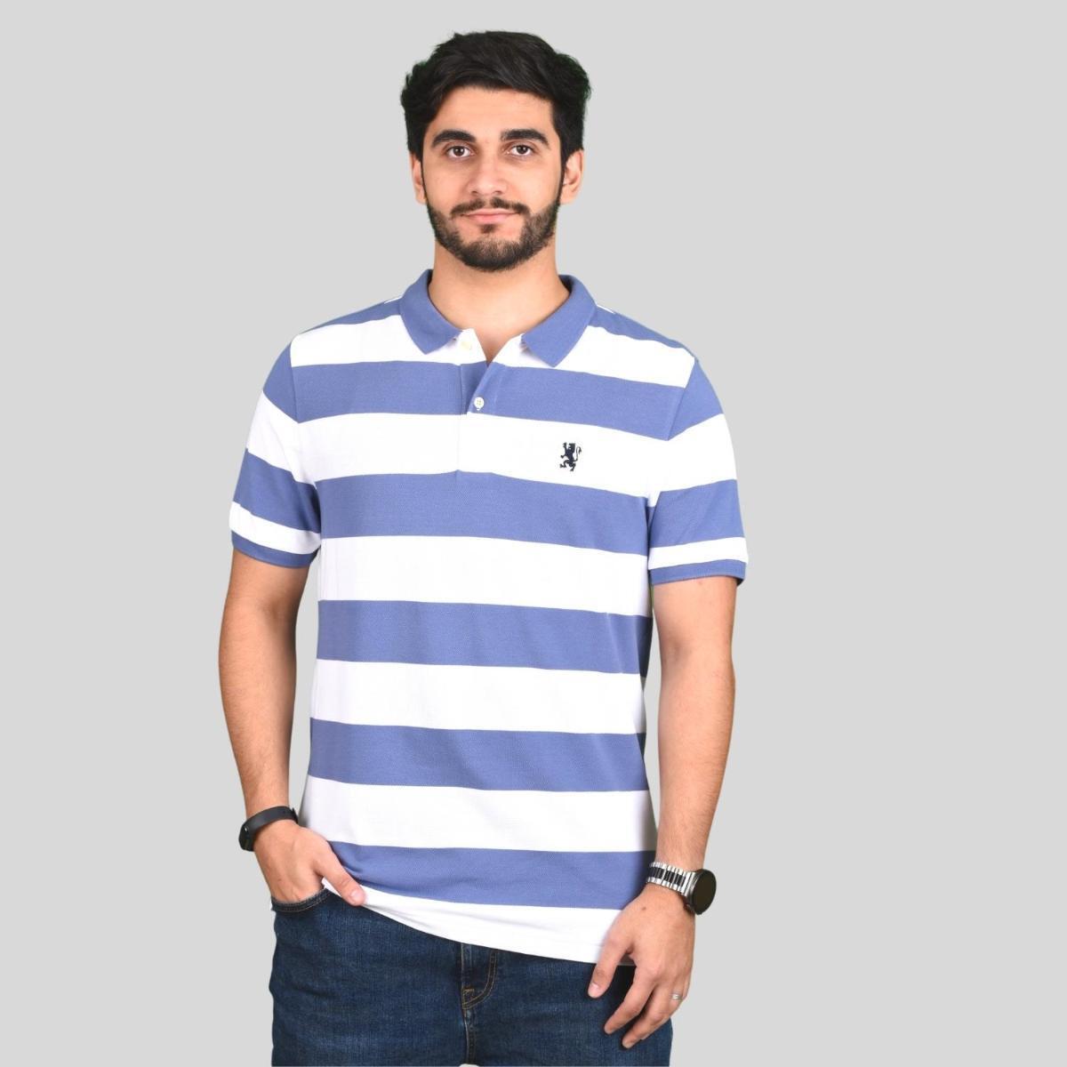 Men's Cotton Blend Stripe Short Sleeve Polo