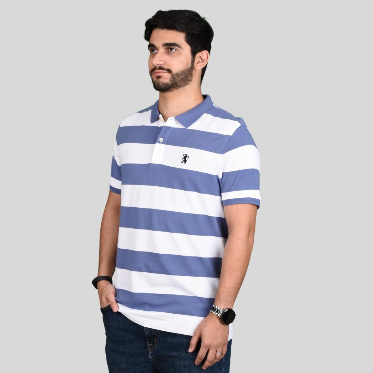 Men's Cotton Blend Stripe Short Sleeve Polo