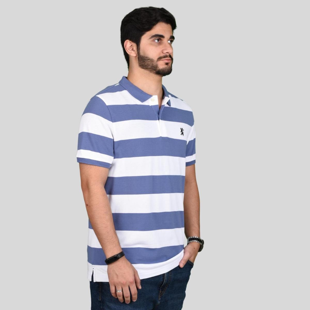 Men's Cotton Blend Stripe Short Sleeve Polo