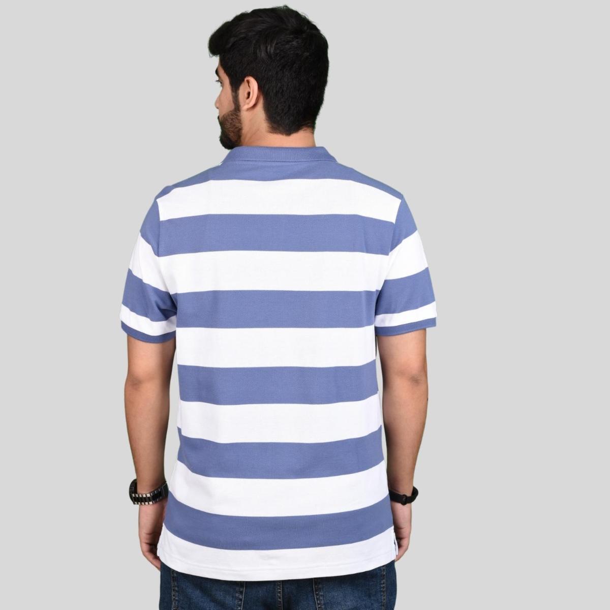 Men's Cotton Blend Stripe Short Sleeve Polo