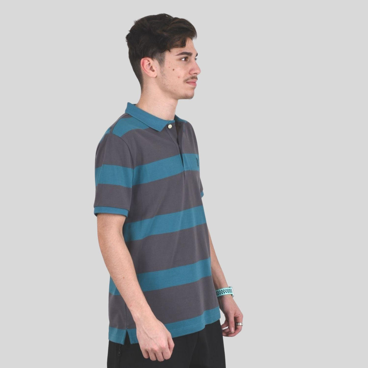 Men's Cotton Blend Stripe Short Sleeve Polo