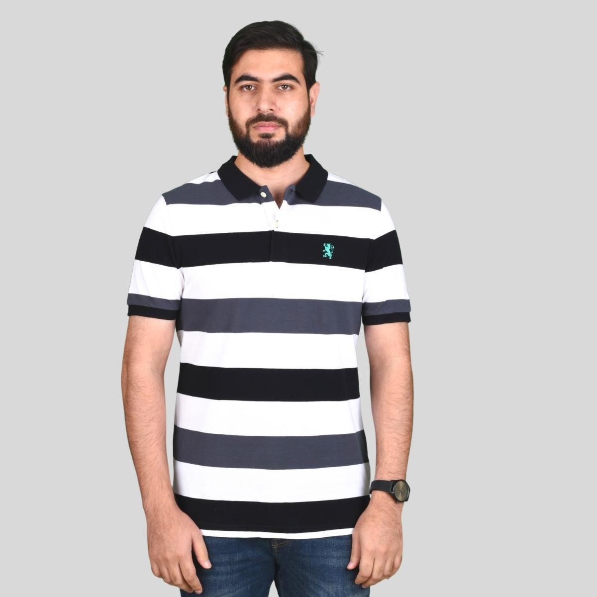 Men's Cotton Blend Stripe Short Sleeve Polo