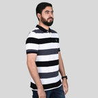 Men's Cotton Blend Stripe Short Sleeve Polo