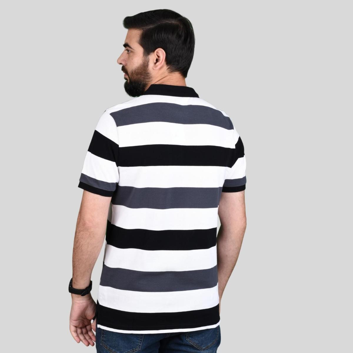 Men's Cotton Blend Stripe Short Sleeve Polo