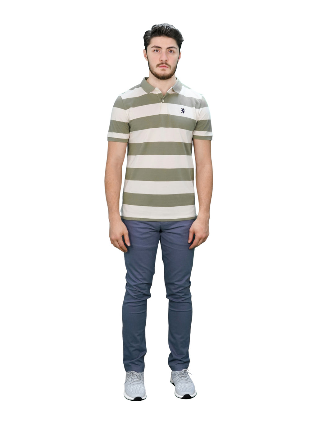 Men's Cotton Blend Stripe Short Sleeve Polo