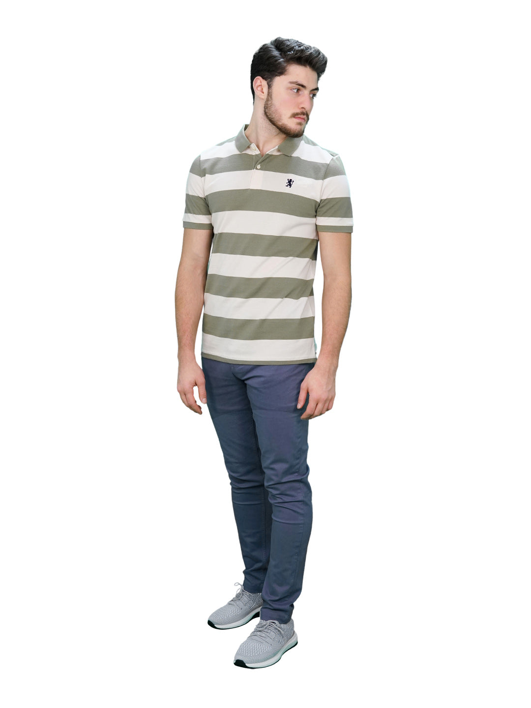 Men's Cotton Blend Stripe Short Sleeve Polo