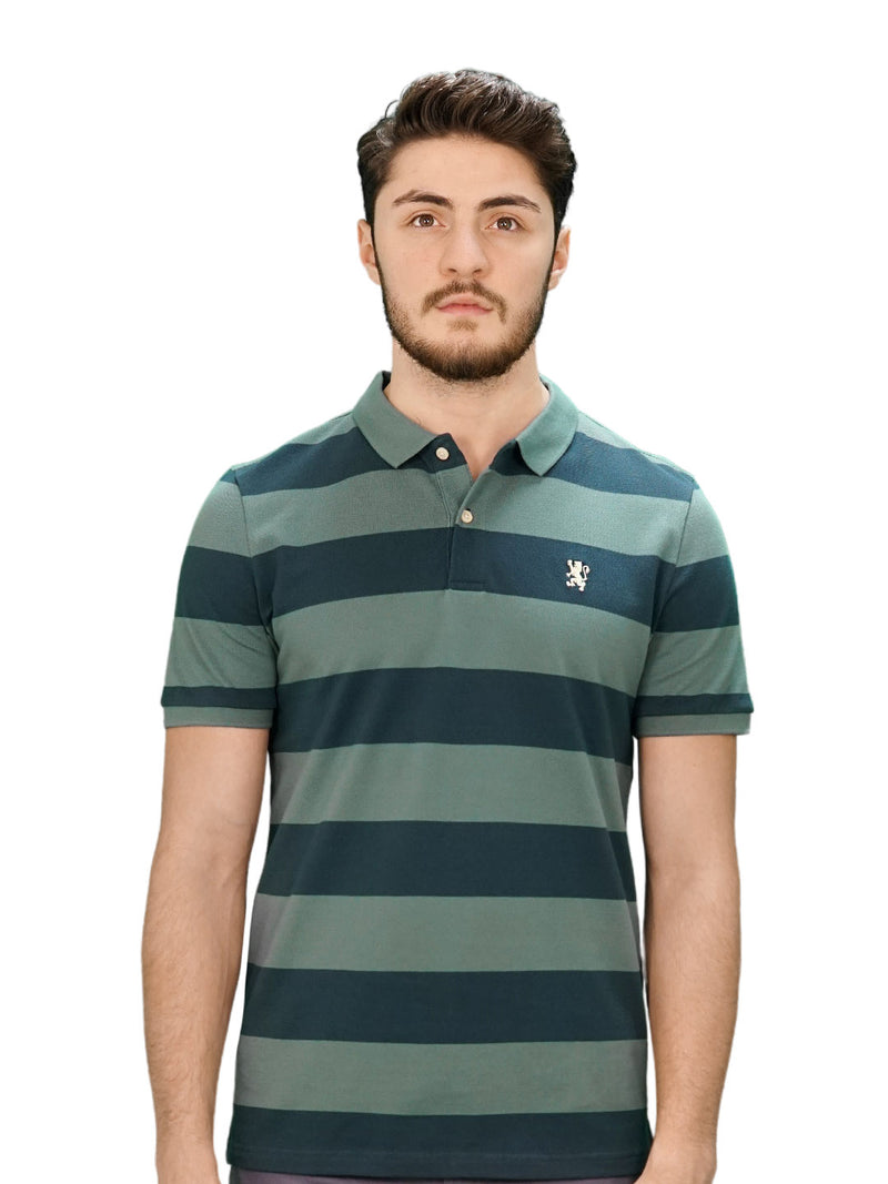 Men's Cotton Blend Stripe Short Sleeve Polo