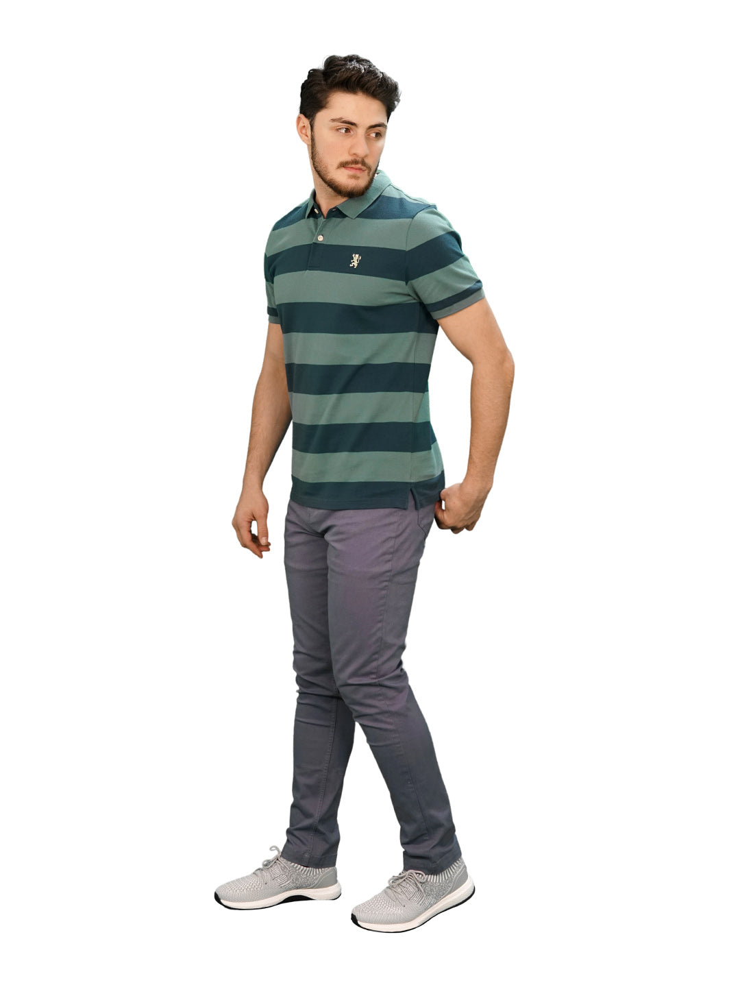 Men's Cotton Blend Stripe Short Sleeve Polo