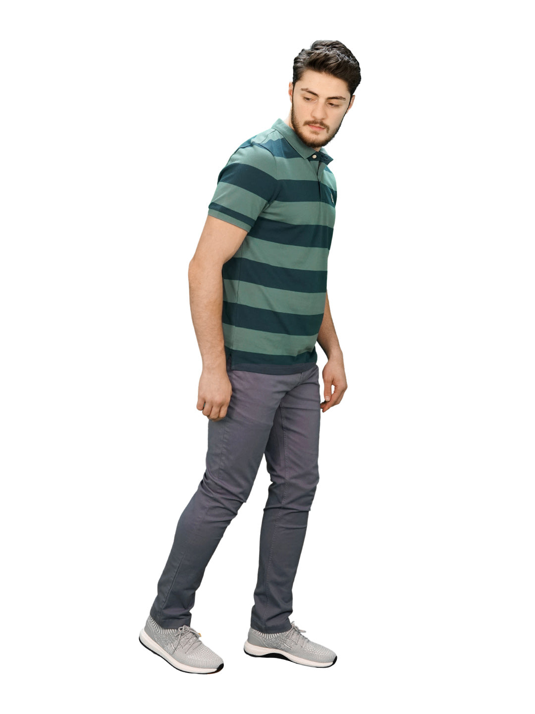 Men's Cotton Blend Stripe Short Sleeve Polo
