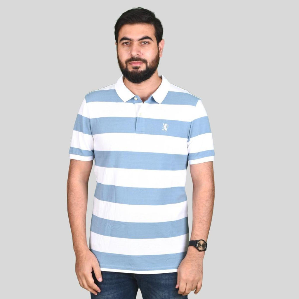 Men's Cotton Blend Stripe Short Sleeve Polo