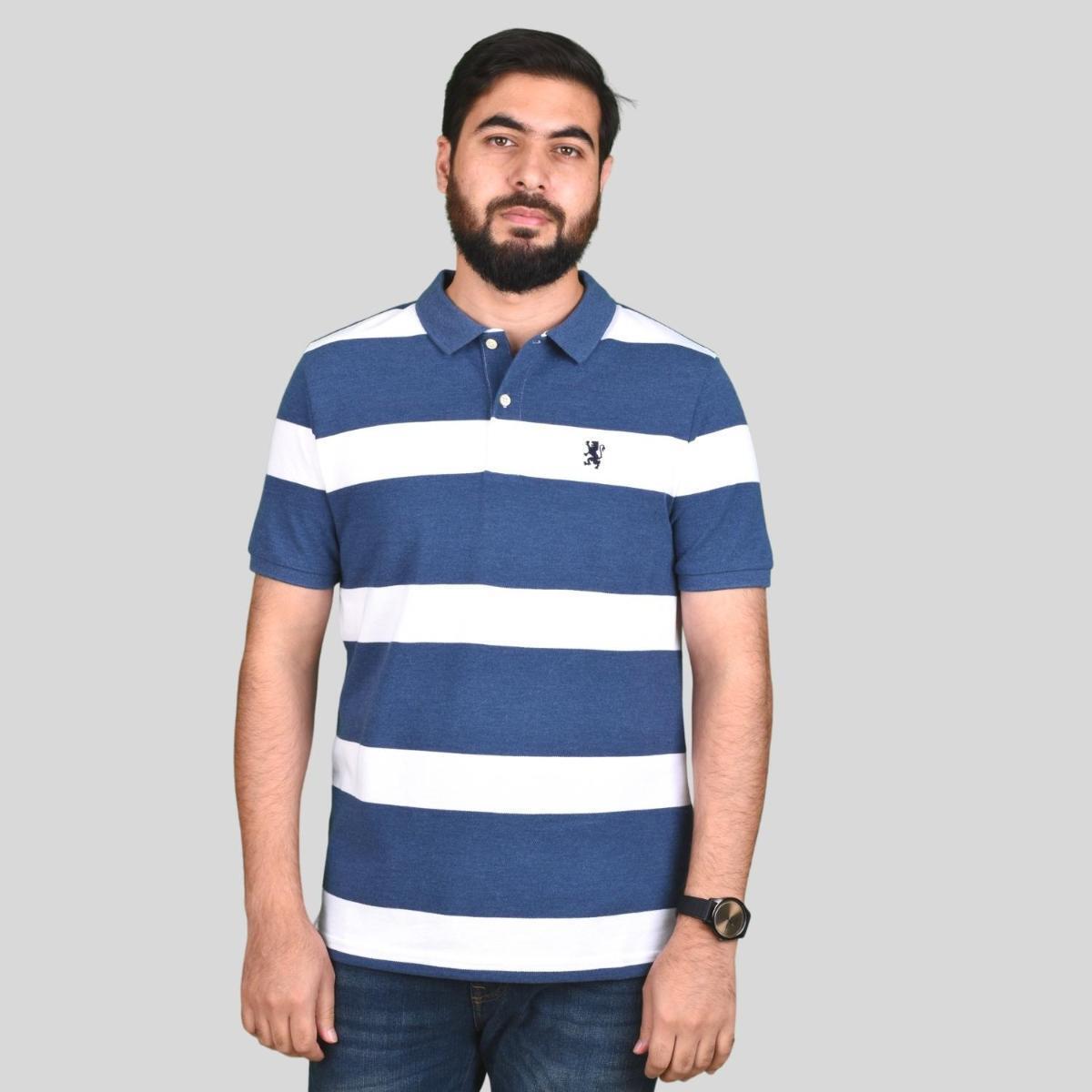 Men's Cotton Blend Stripe Short Sleeve Polo