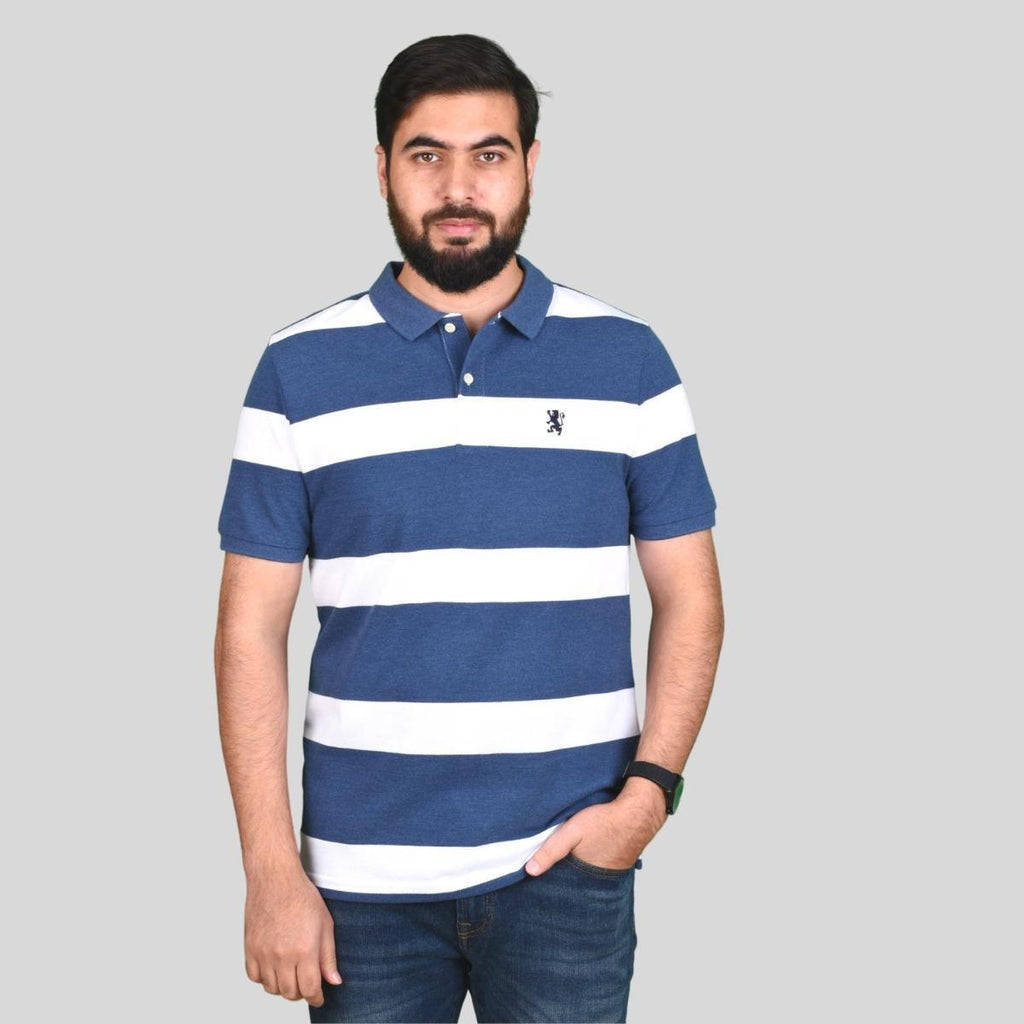 Men's Cotton Blend Stripe Short Sleeve Polo