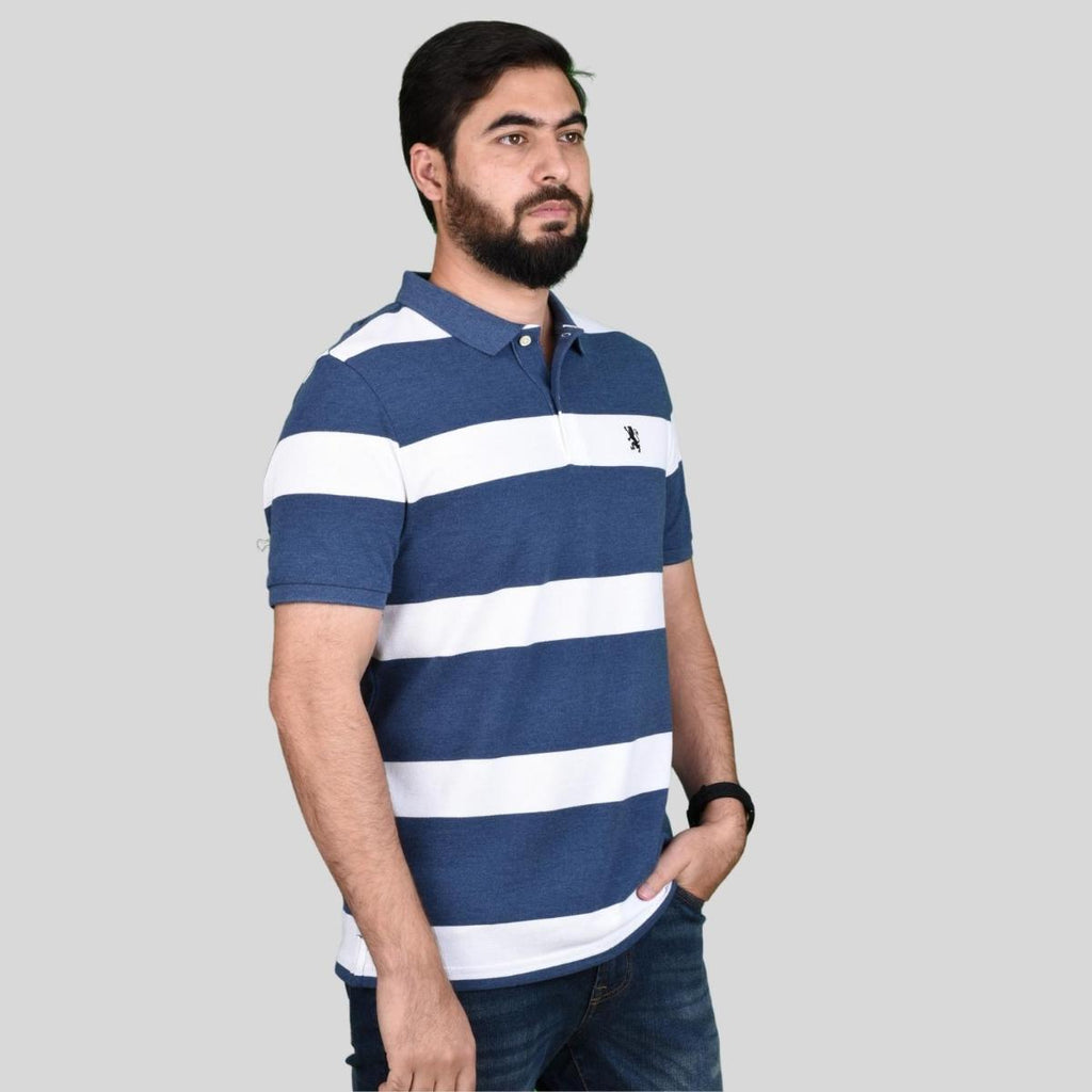 Men's Cotton Blend Stripe Short Sleeve Polo