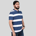 Men's Cotton Blend Stripe Short Sleeve Polo