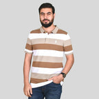 Men's Cotton Blend Stripe Short Sleeve Polo