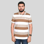 Men's Cotton Blend Stripe Short Sleeve Polo
