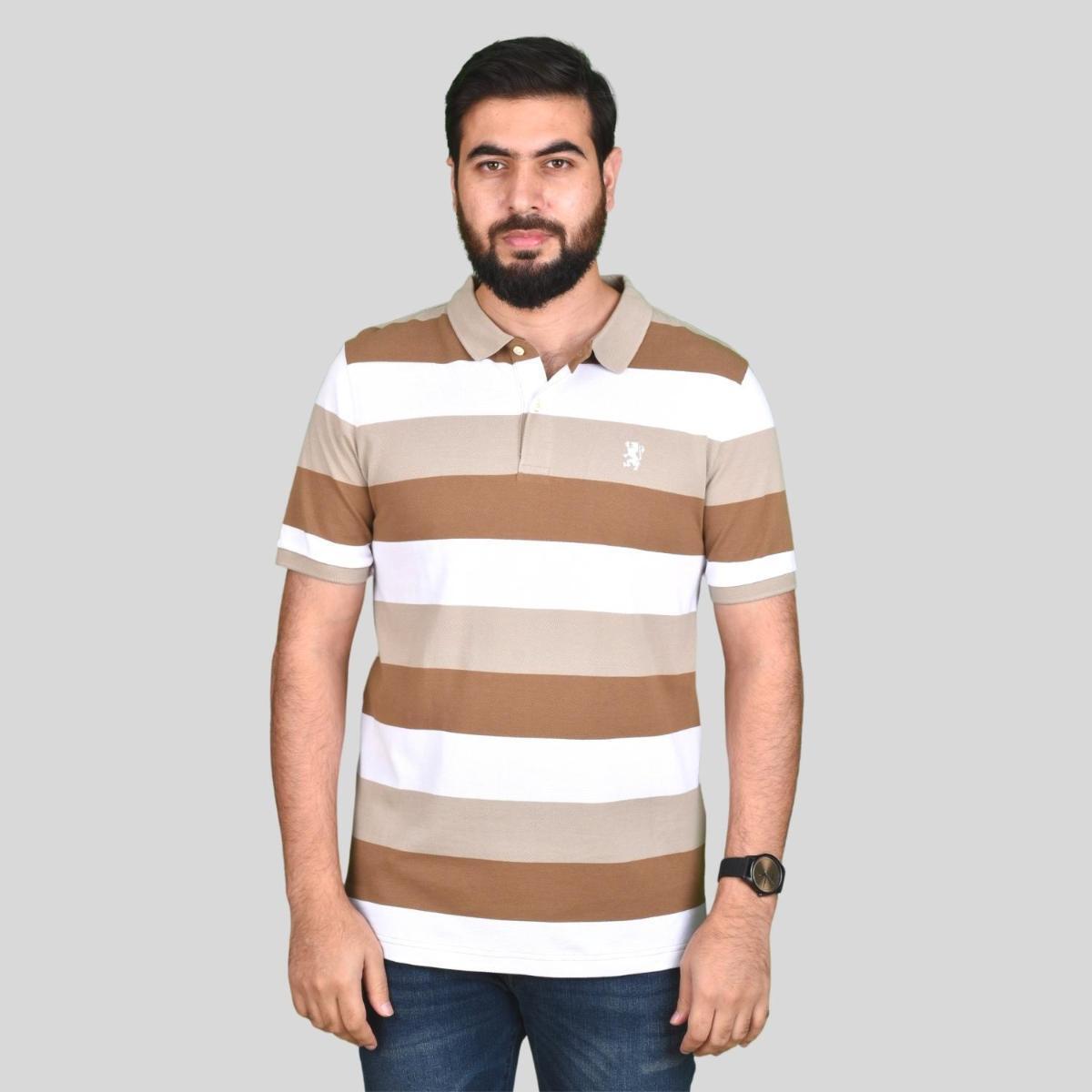 Men's Cotton Blend Stripe Short Sleeve Polo
