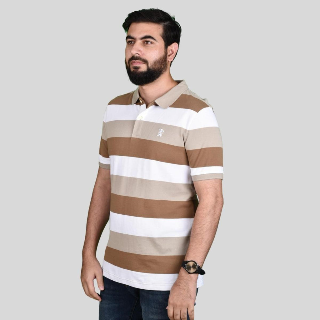 Men's Cotton Blend Stripe Short Sleeve Polo