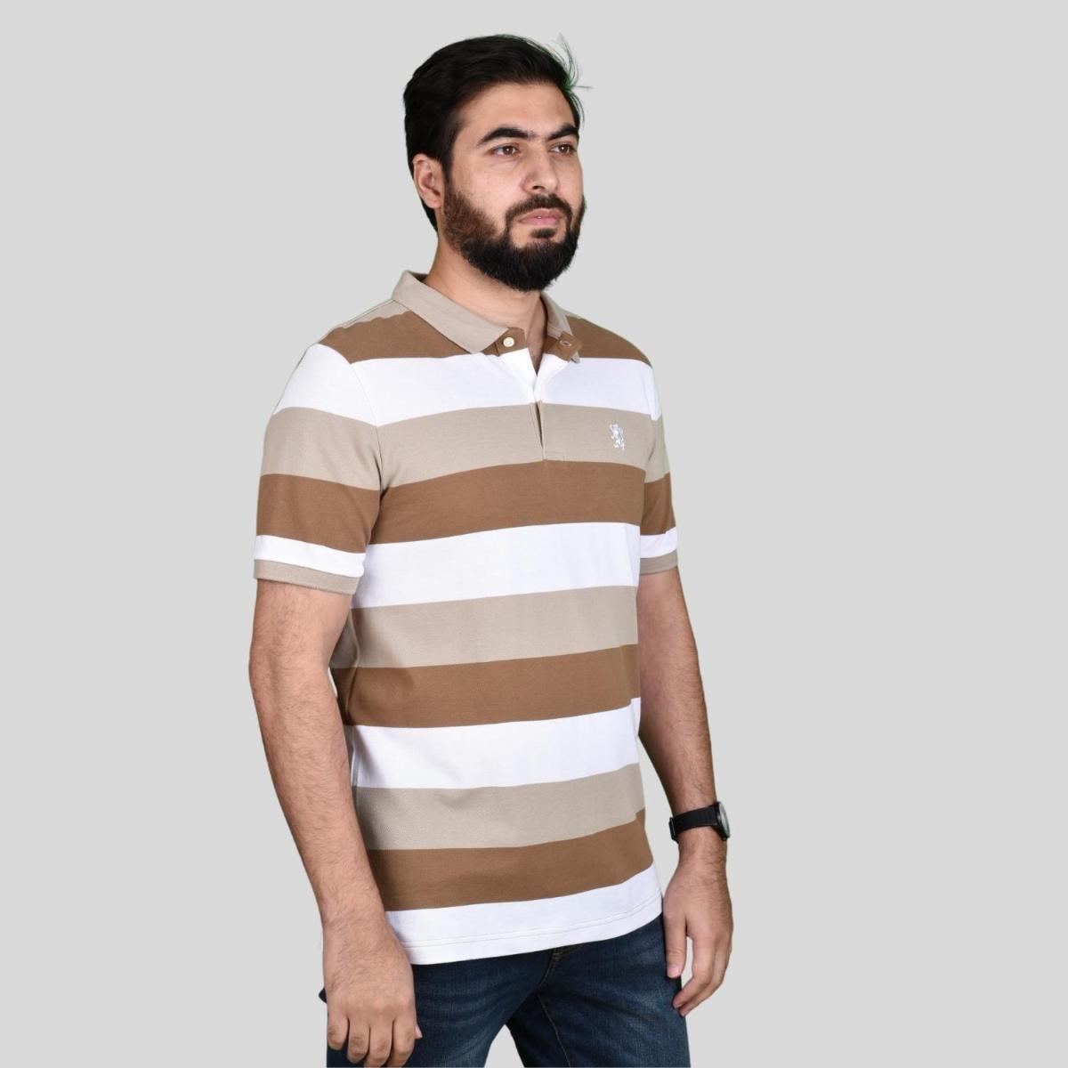 Men's Cotton Blend Stripe Short Sleeve Polo