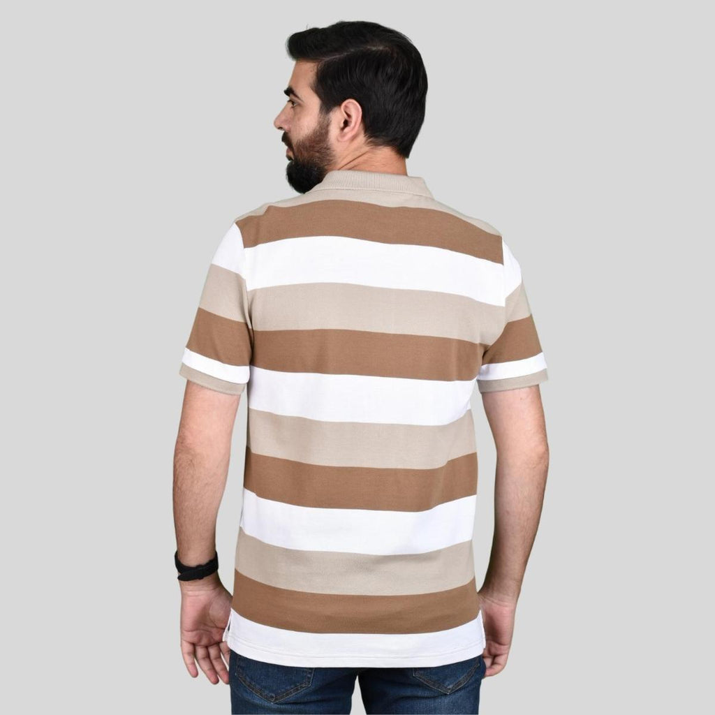 Men's Cotton Blend Stripe Short Sleeve Polo