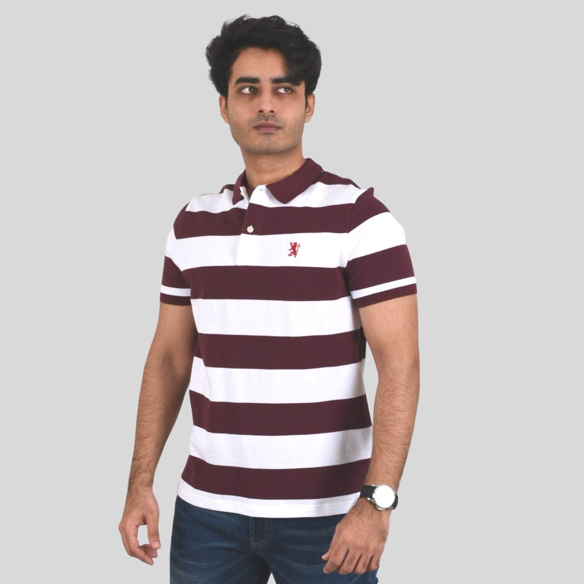 Men's Cotton Blend Stripe Short Sleeve Polo