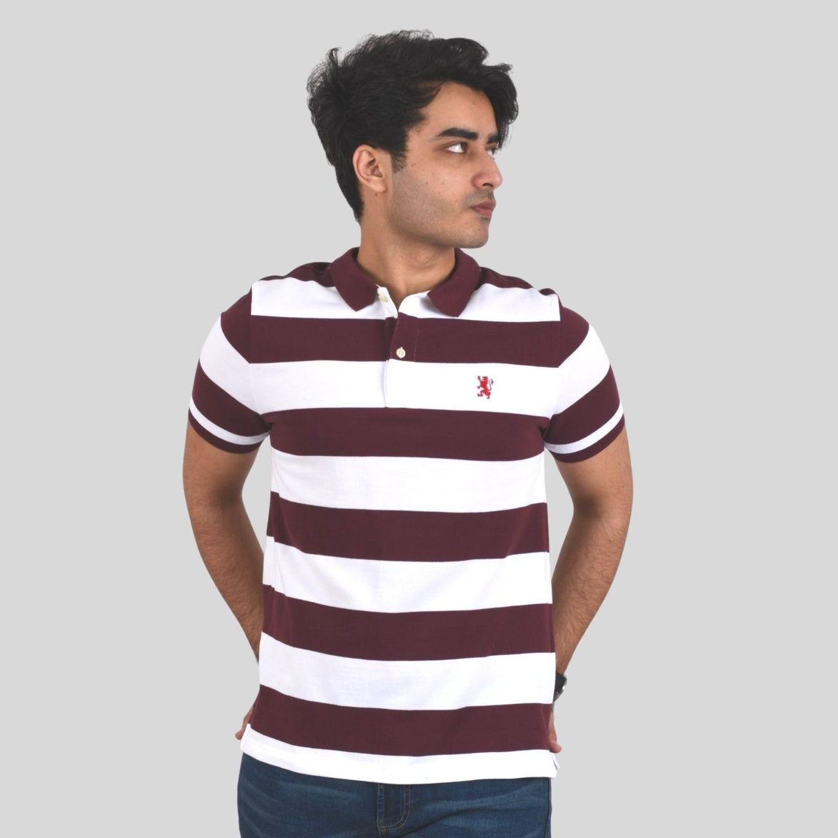 Men's Cotton Blend Stripe Short Sleeve Polo