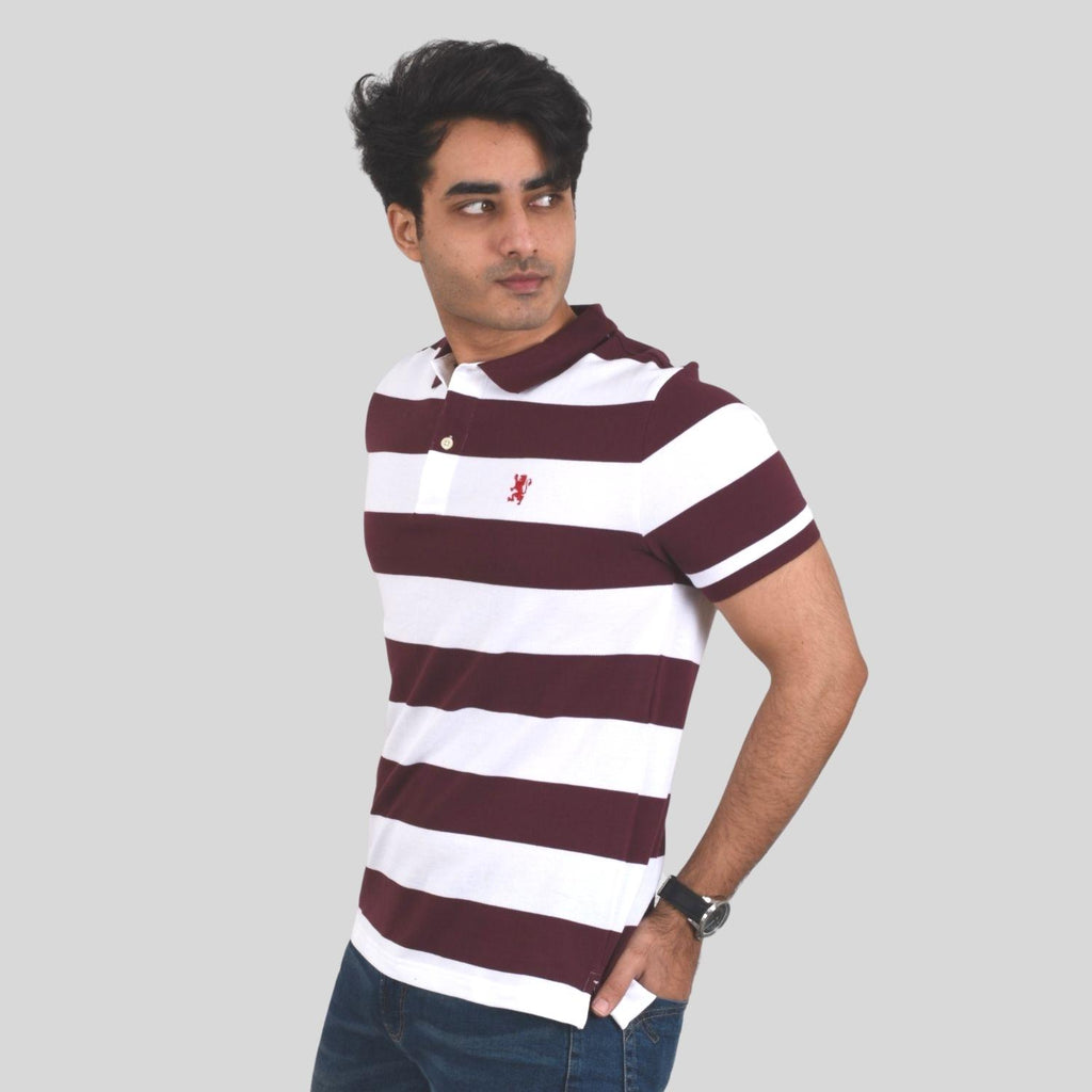 Men's Cotton Blend Stripe Short Sleeve Polo