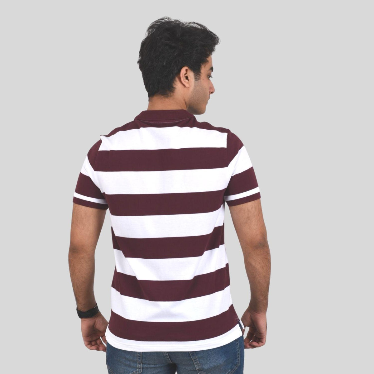 Men's Cotton Blend Stripe Short Sleeve Polo