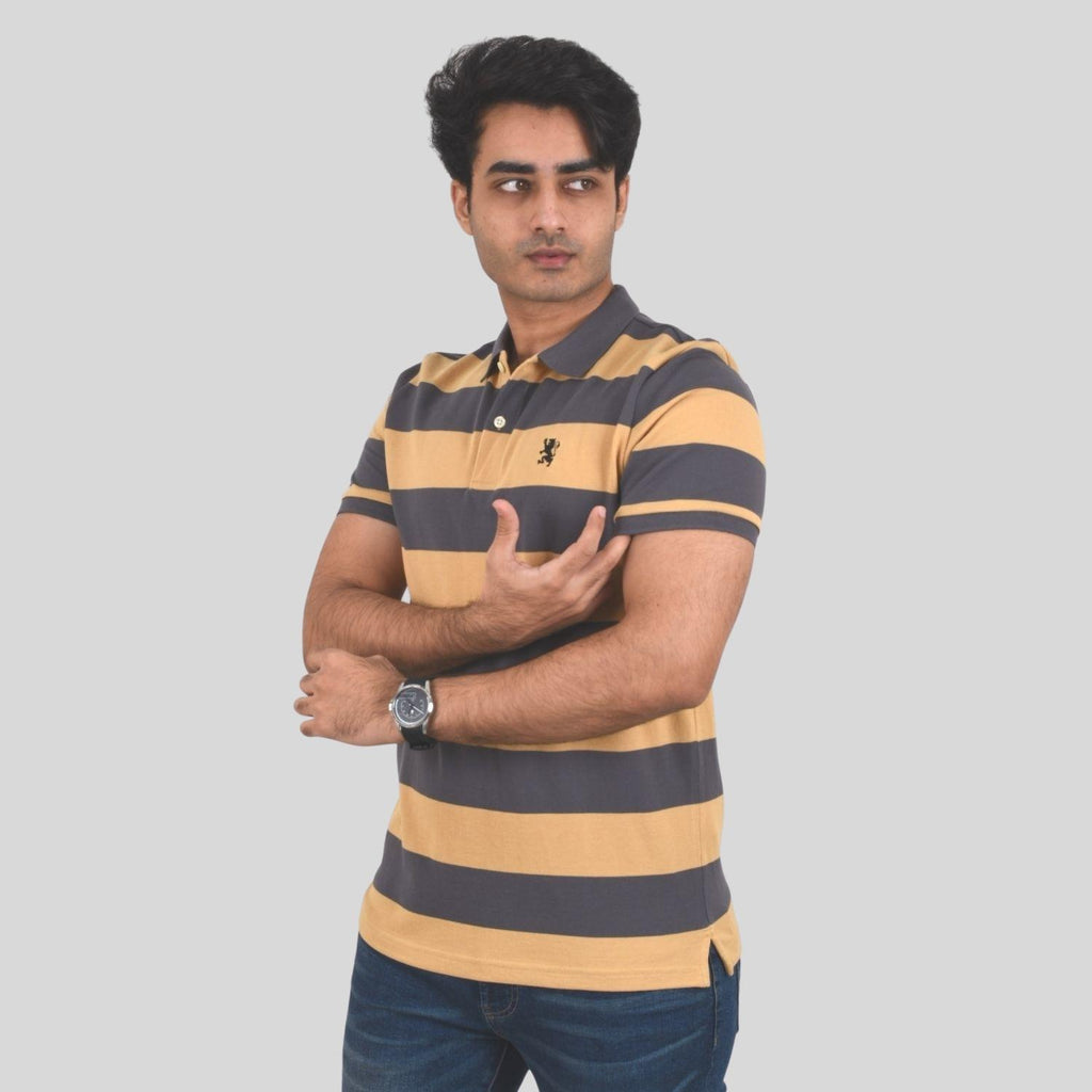 Men's Cotton Blend Stripe Short Sleeve Polo
