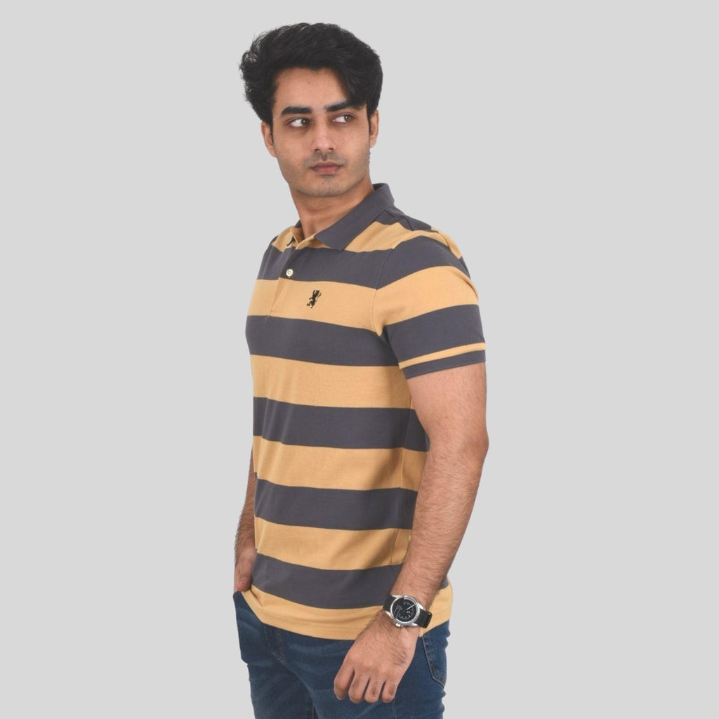 Men's Cotton Blend Stripe Short Sleeve Polo