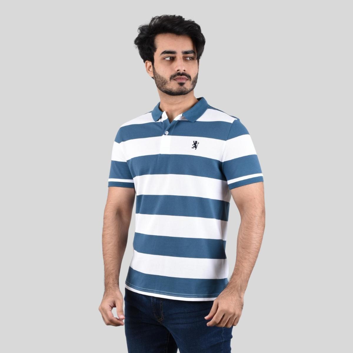 Men's Cotton Blend Stripe Short Sleeve Polo