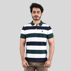Men's Cotton Blend Stripe Short Sleeve Polo