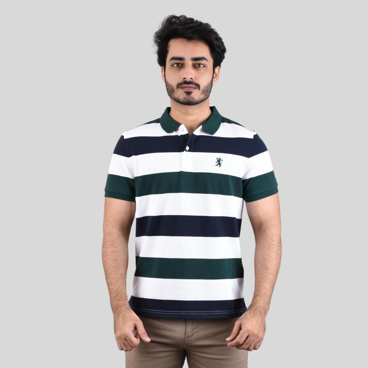 Men's Cotton Blend Stripe Short Sleeve Polo
