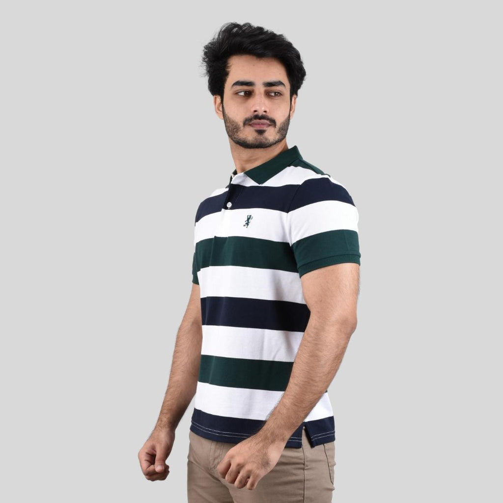 Men's Cotton Blend Stripe Short Sleeve Polo