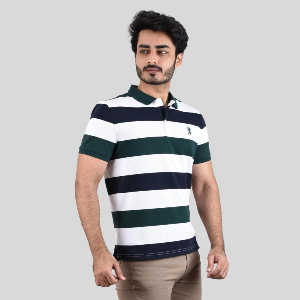 Men's Cotton Blend Stripe Short Sleeve Polo